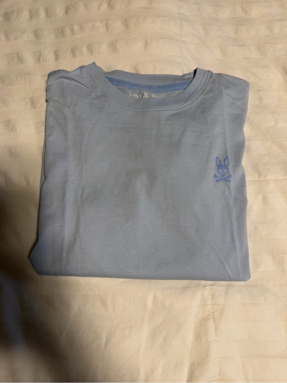 Psycho Bunny Light Blue Short Sleeve Crewneck Tee with Tonal Bunny Logo